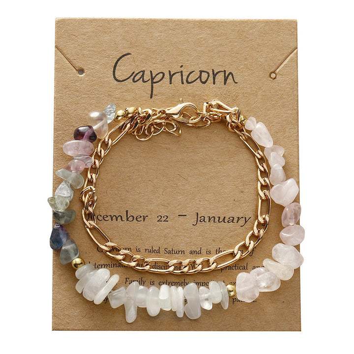 Olivenorma Natural Gravel Beads Metal Chain Zodiac Bracelet - Capricorn - image 10