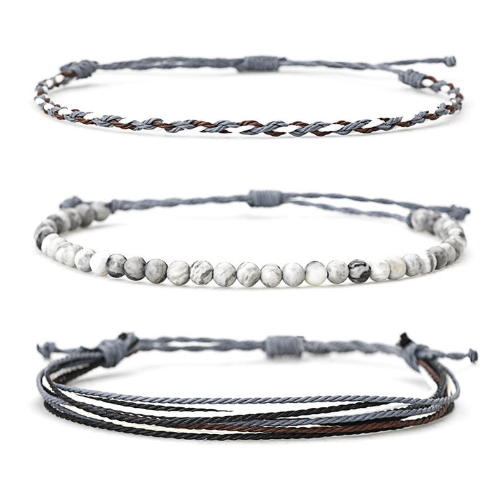 Olivenorma Natural Beads Cotton Rope Braided Bracelet