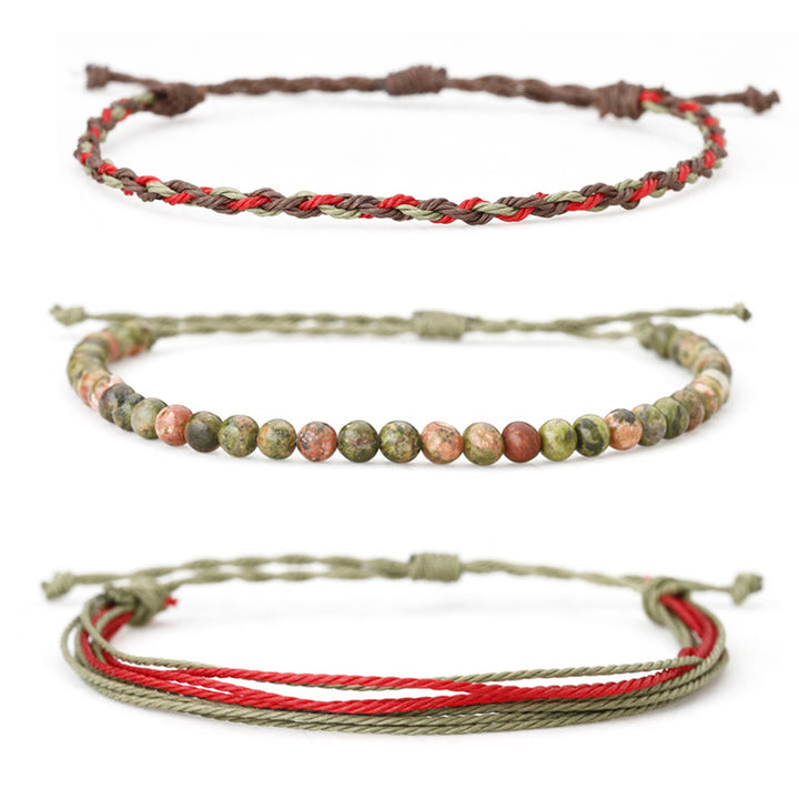 Olivenorma Natural Beads Cotton Rope Braided Bracelet