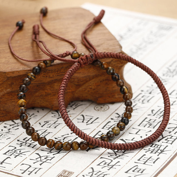 Olivenorma Natural Tiger Eye Beads Braided Bracelet