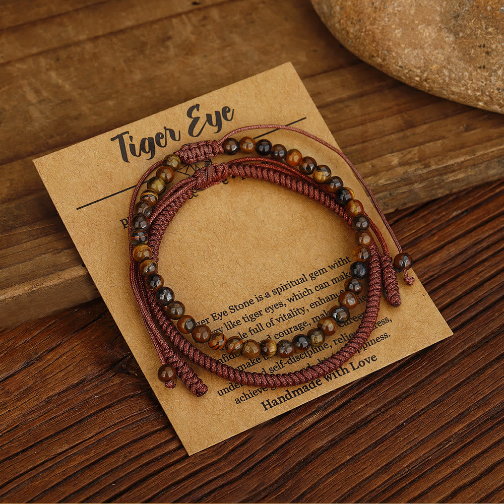 Olivenorma Natural Tiger Eye Beads Braided Bracelet