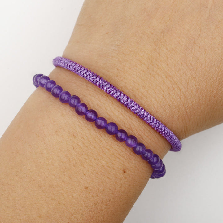 Olivenorma Natural Amethyst Beads Braided Bracelet