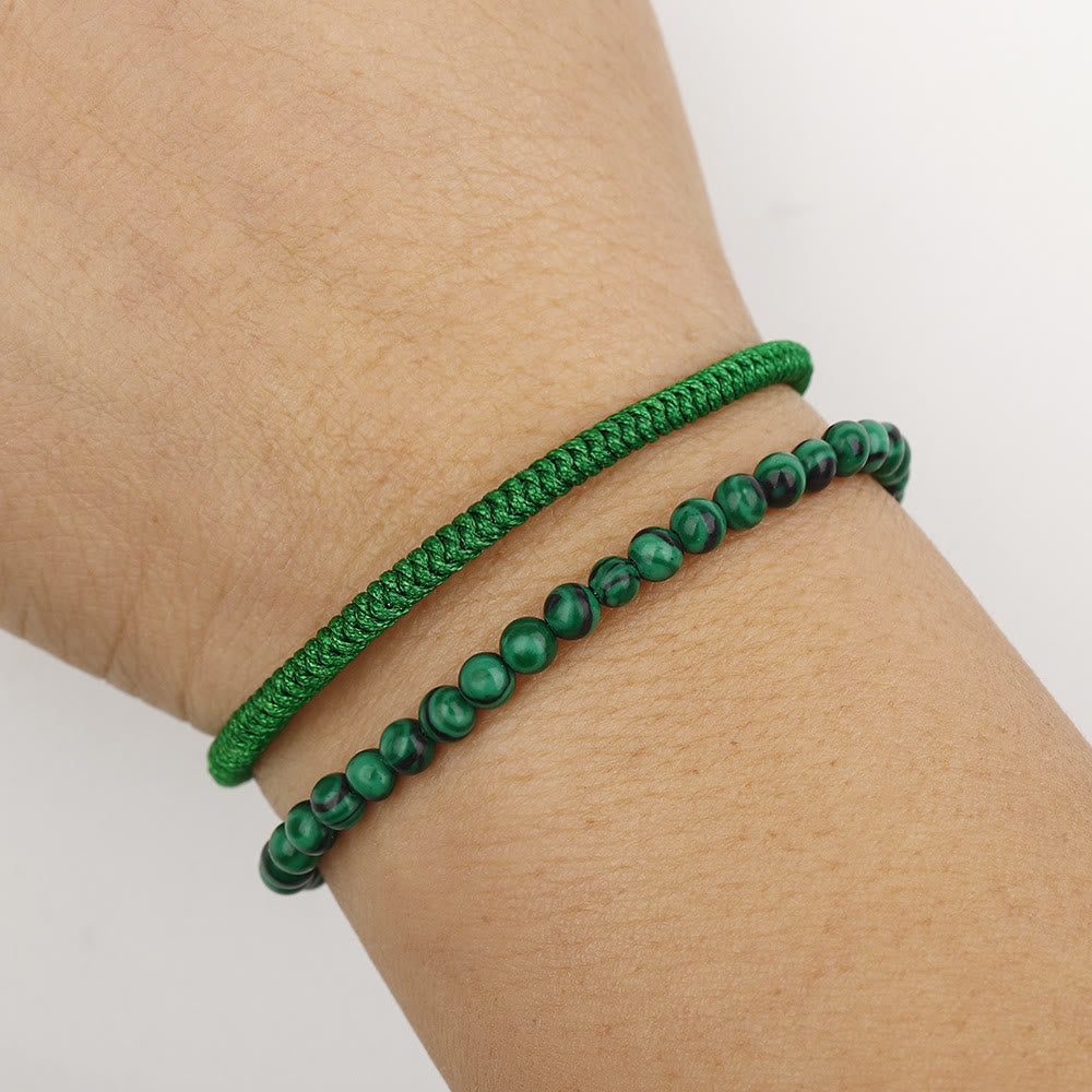 Olivenorma Natural Malachite Beads Braided Bracelet