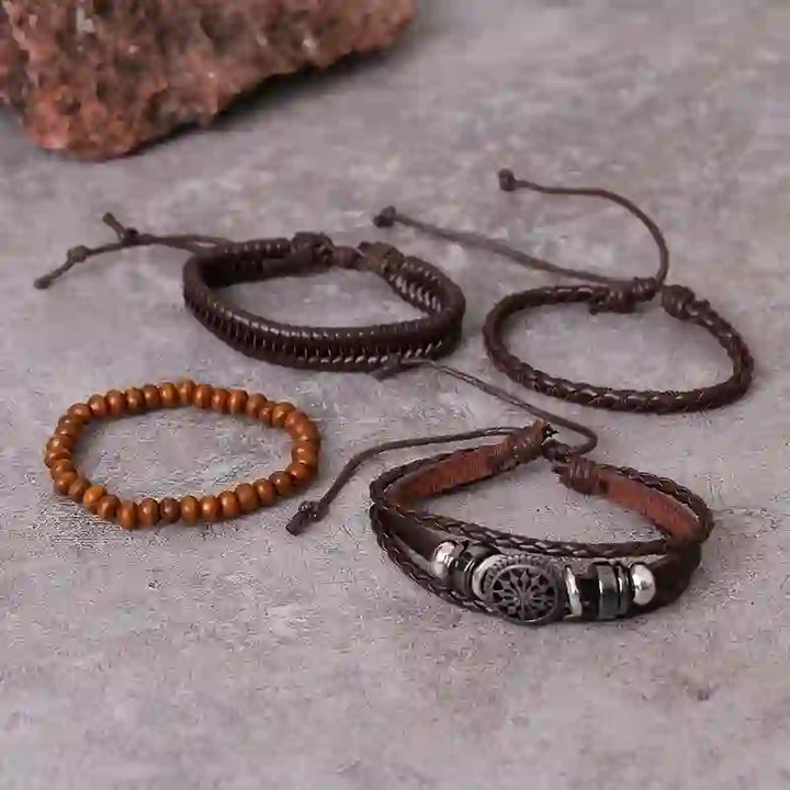 Olivenorma Vintage Pu Leather Beads Multilayer Bracelet - image 8