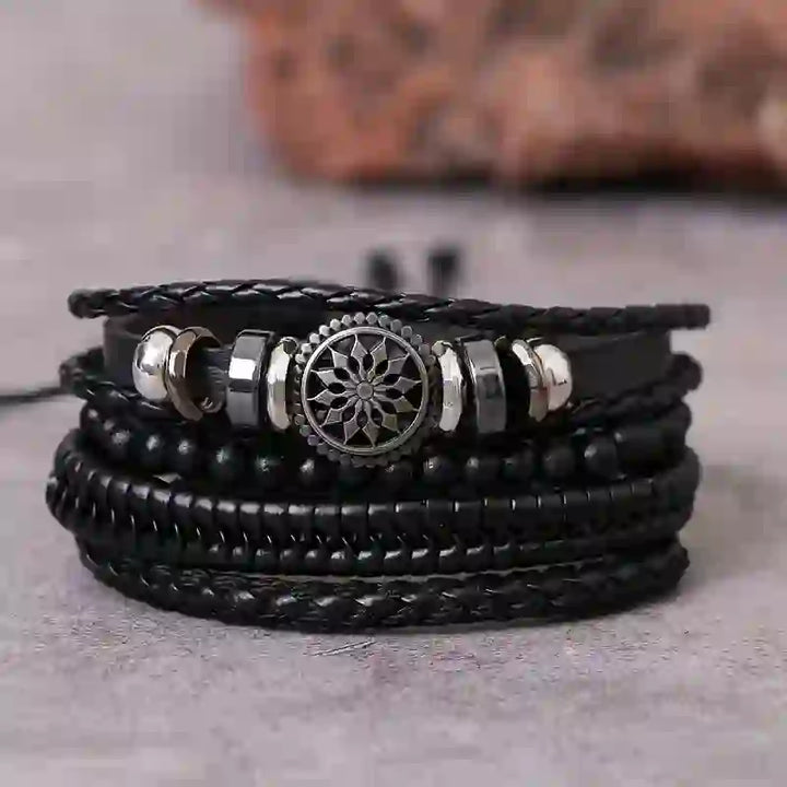 Olivenorma Vintage Pu Leather Beads Multilayer Bracelet - image 0