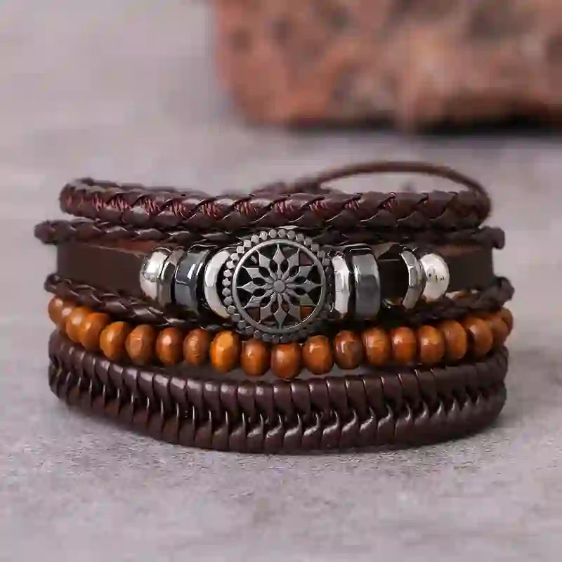 Olivenorma Vintage Pu Leather Beads Multilayer Bracelet - image 6