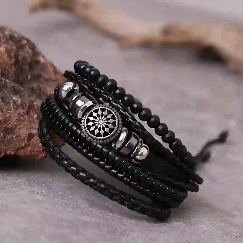 Olivenorma Vintage Pu Leather Beads Multilayer Bracelet - image 2
