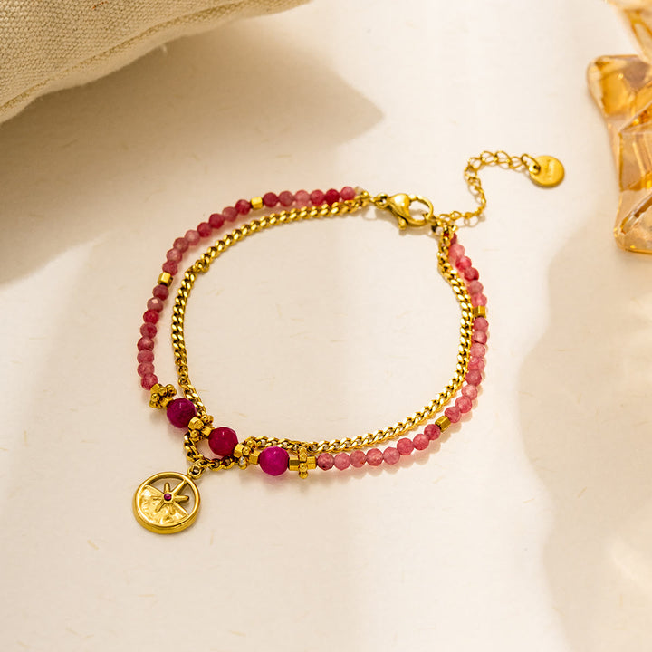 Olivenorma Vintage Natural Stone Alloy Beads Bracelet