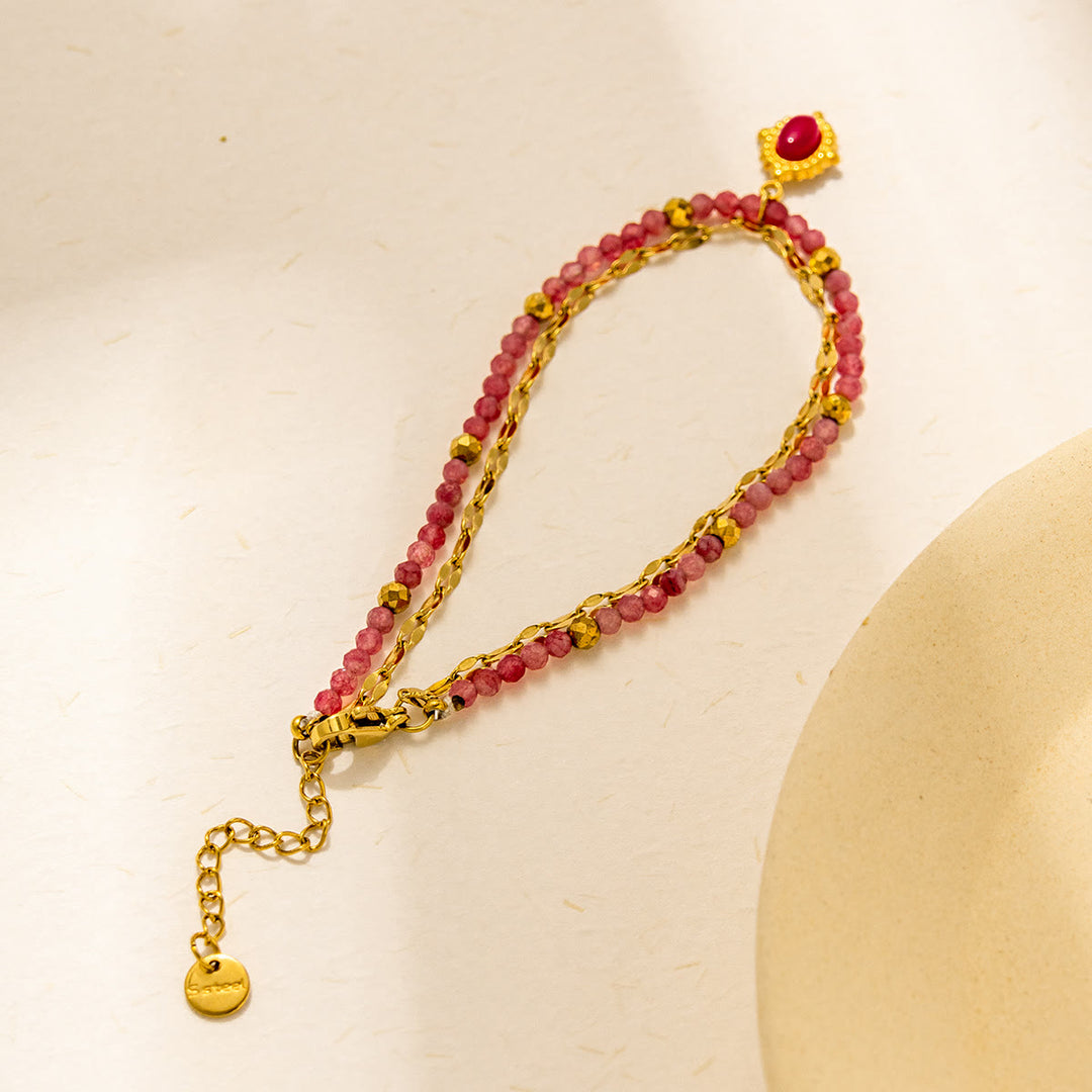 Olivenorma Vintage Natural Stone Alloy Beads Bracelet