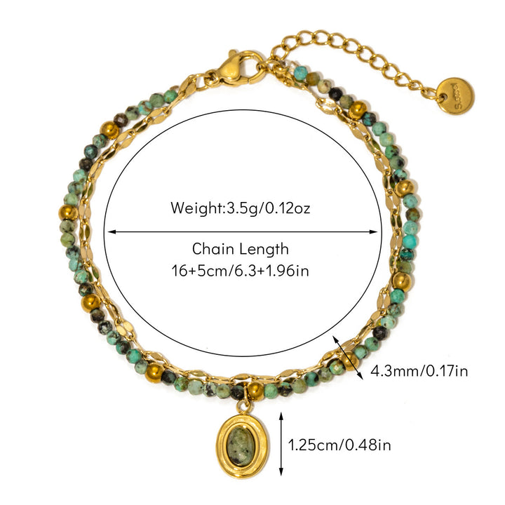 Olivenorma Vintage Natural Stone Alloy Beads Bracelet