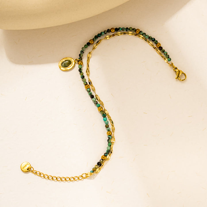 Olivenorma Vintage Natural Stone Alloy Beads Bracelet