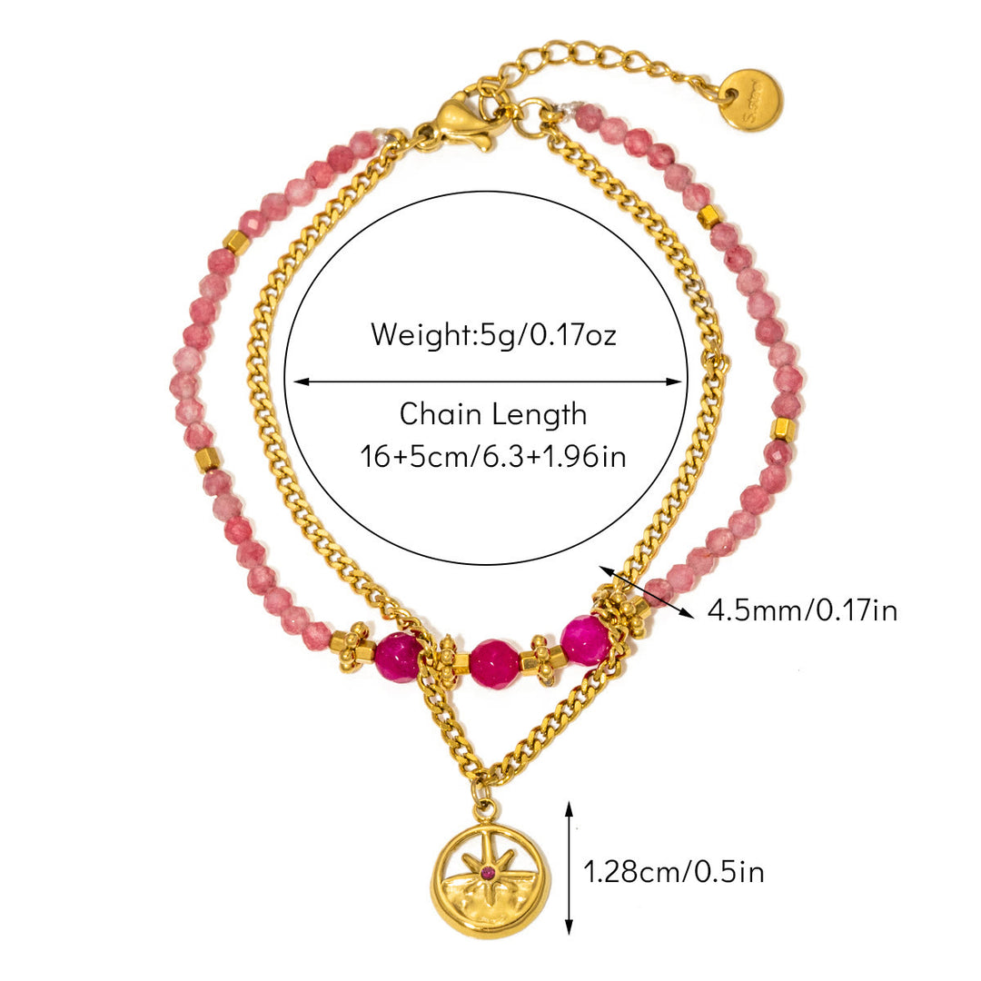 Olivenorma Vintage Natural Stone Alloy Beads Bracelet