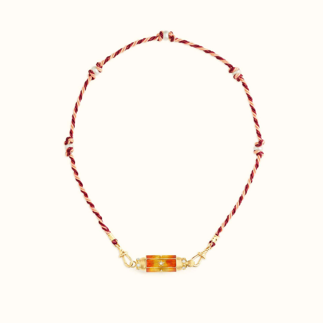 Olivenorma Braided Rope Colorful Tarot Kaleidoscope Pendant Necklace - Orange Stars - image 5