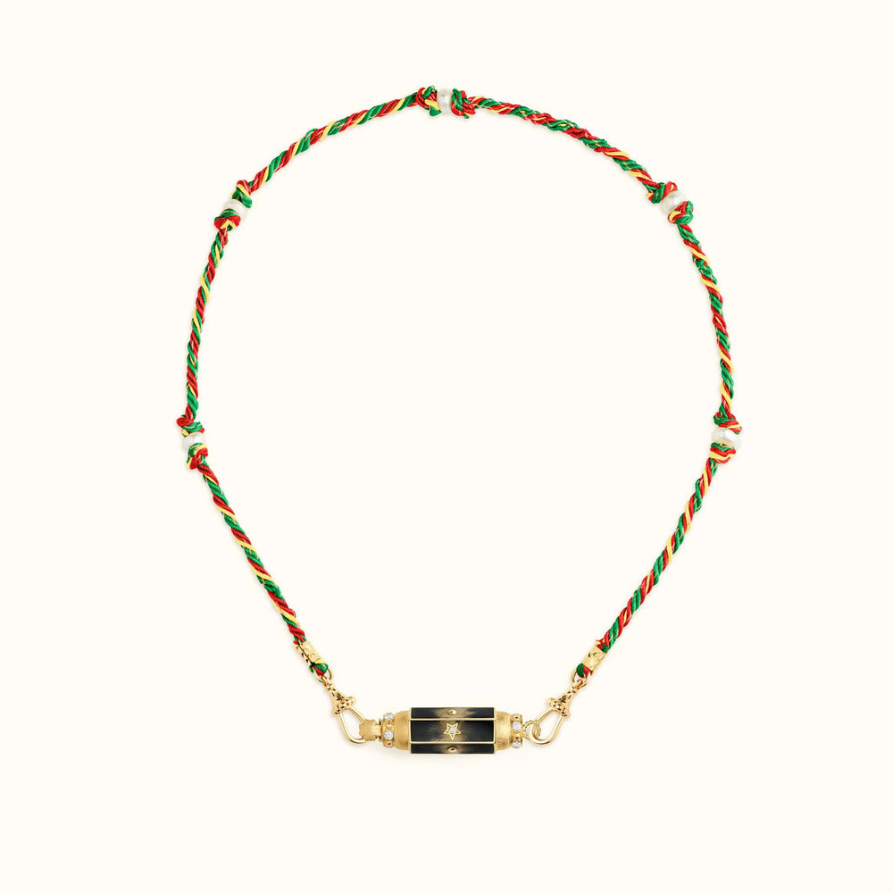 Olivenorma Braided Rope Colorful Tarot Kaleidoscope Pendant Necklace - Black Stars - image 1