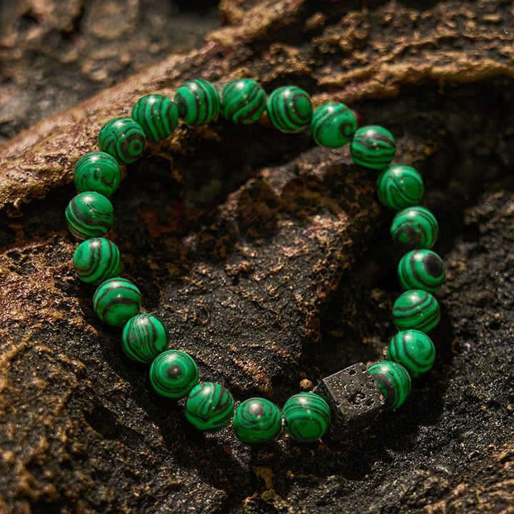 Olivenorma Lava Stone Malachite Beaded Bracelet