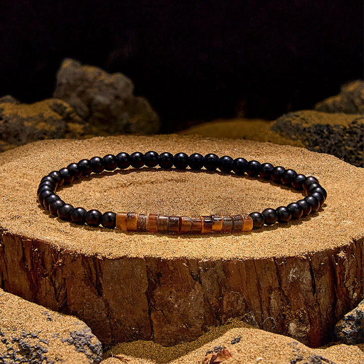 Olivenorma Roller Bead Tiger Eye Obsidian Beaded Bracelet