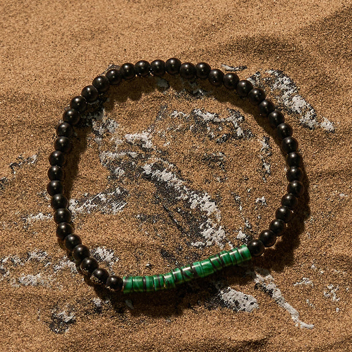 Olivenorma Roller Bead Obsidian Malachite Beaded Bracelet