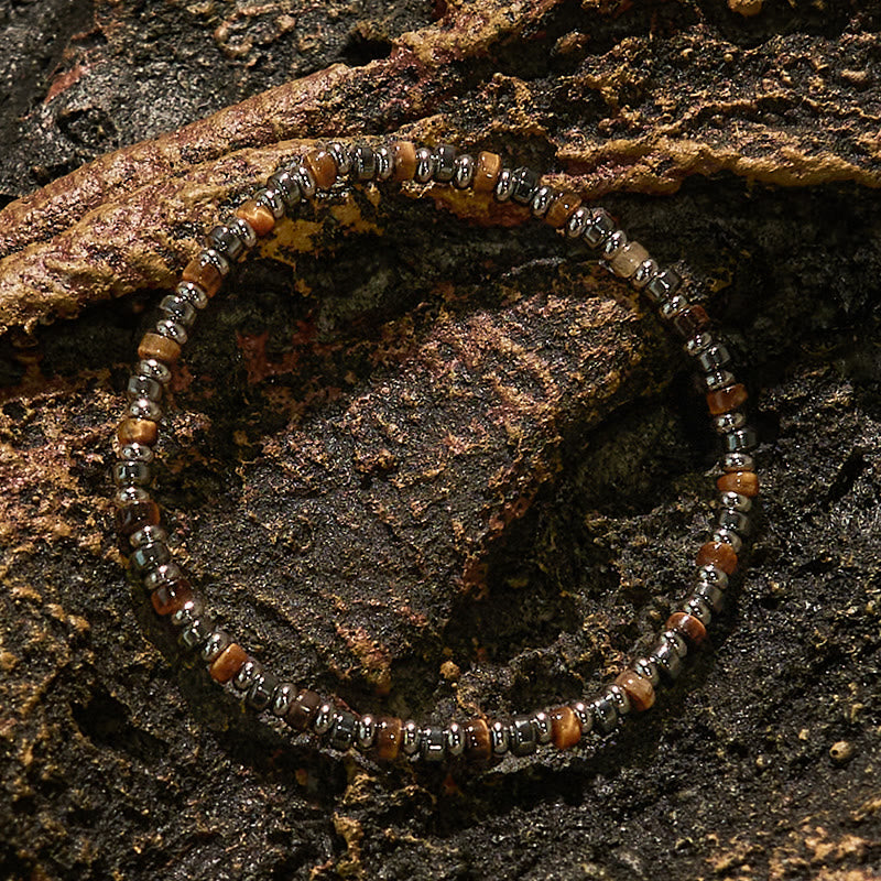 Olivenorma Roller Bead Tiger Eye Hematite Beaded Bracelet