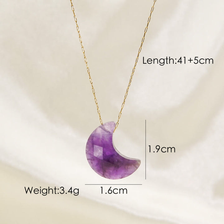 Olivenorma Natural Crystal Cut Moon Shape Pendant Necklace - Amethyst - image 12