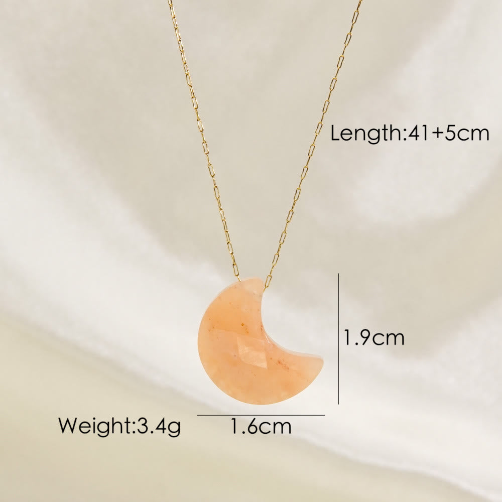 Olivenorma Natural Crystal Cut Moon Shape Pendant Necklace - Sun Stone - image 10