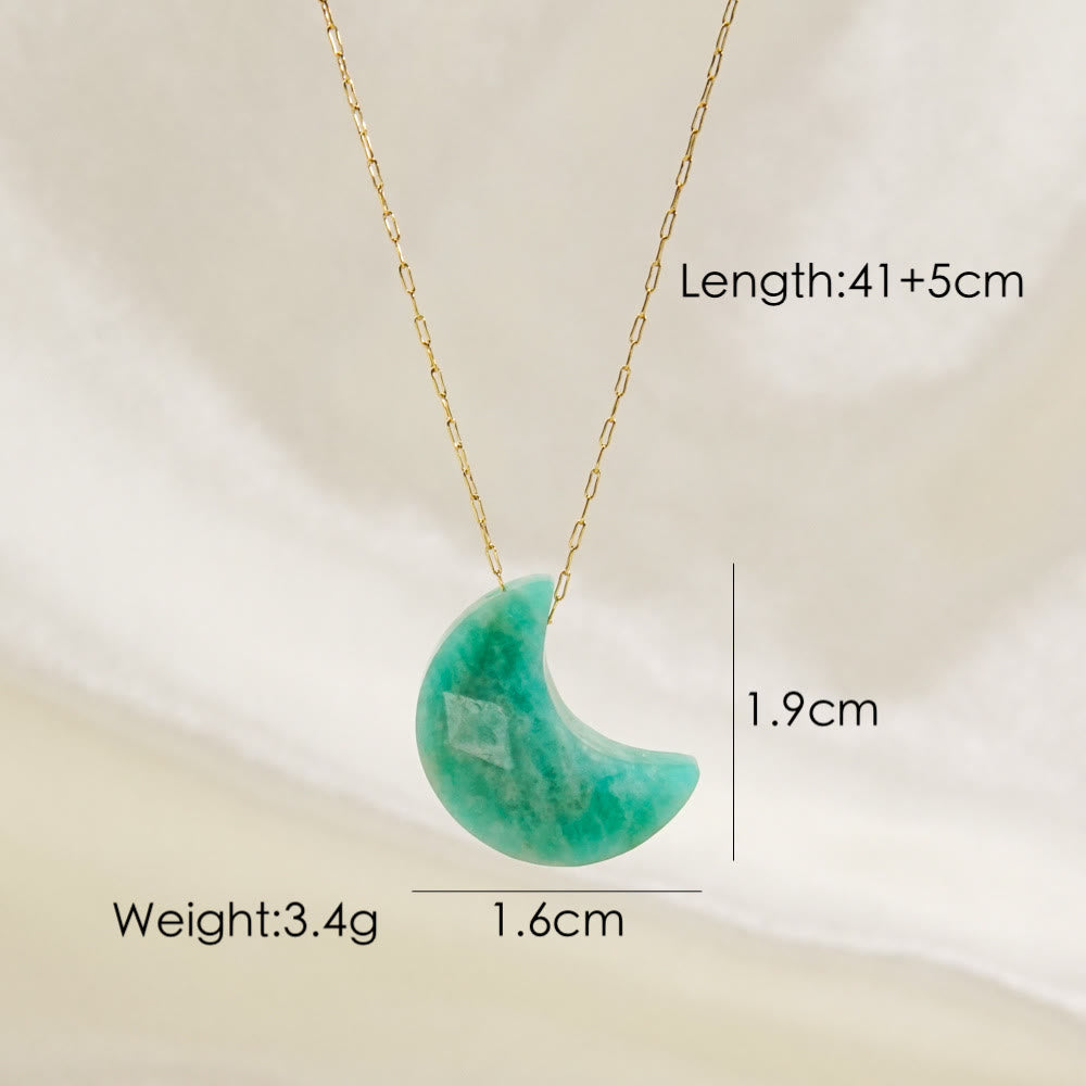 Olivenorma Natural Crystal Cut Moon Shape Pendant Necklace - Amazonite - image 2