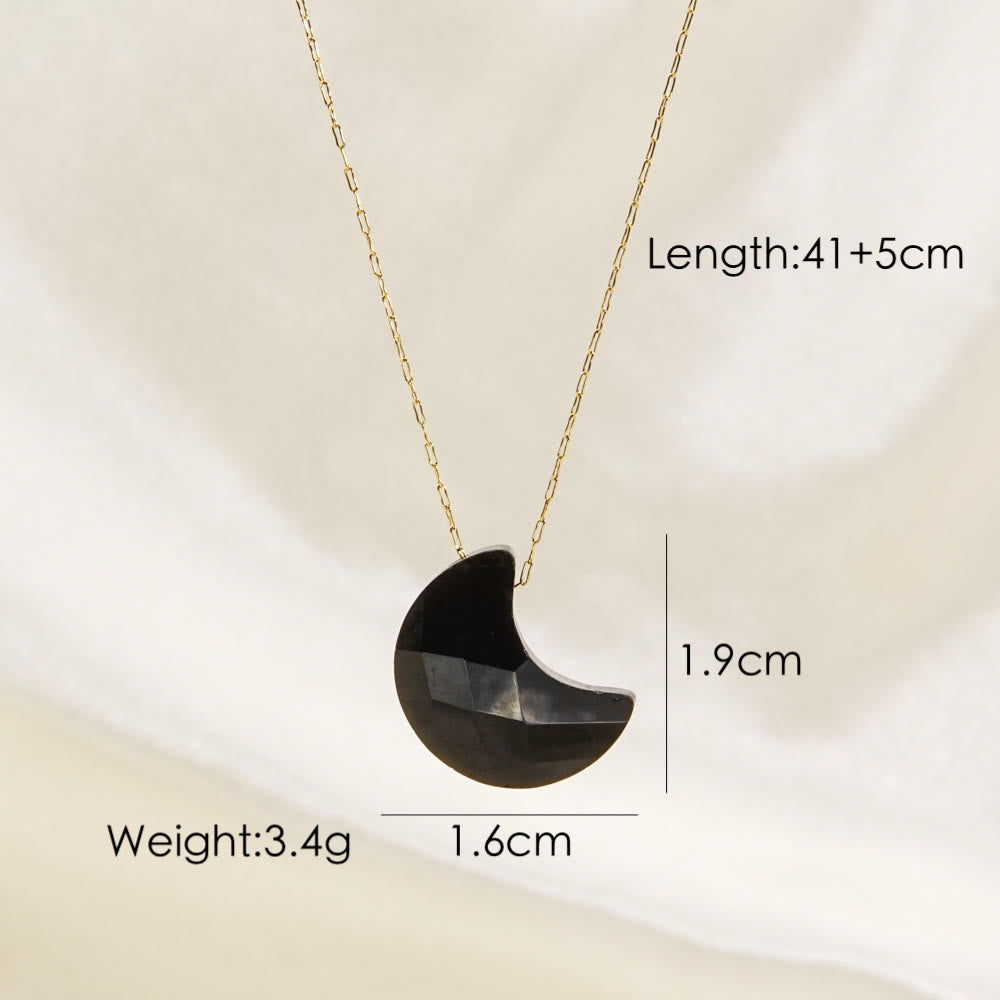 Olivenorma Natural Crystal Cut Moon Shape Pendant Necklace