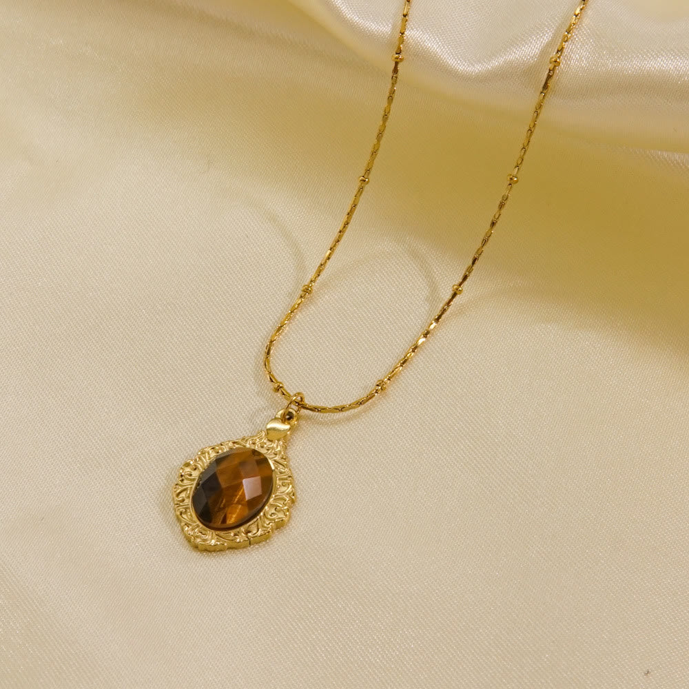 Olivenorma Natural Tiger Eye Pendant Necklace - Tiger Eye#1 - image 2