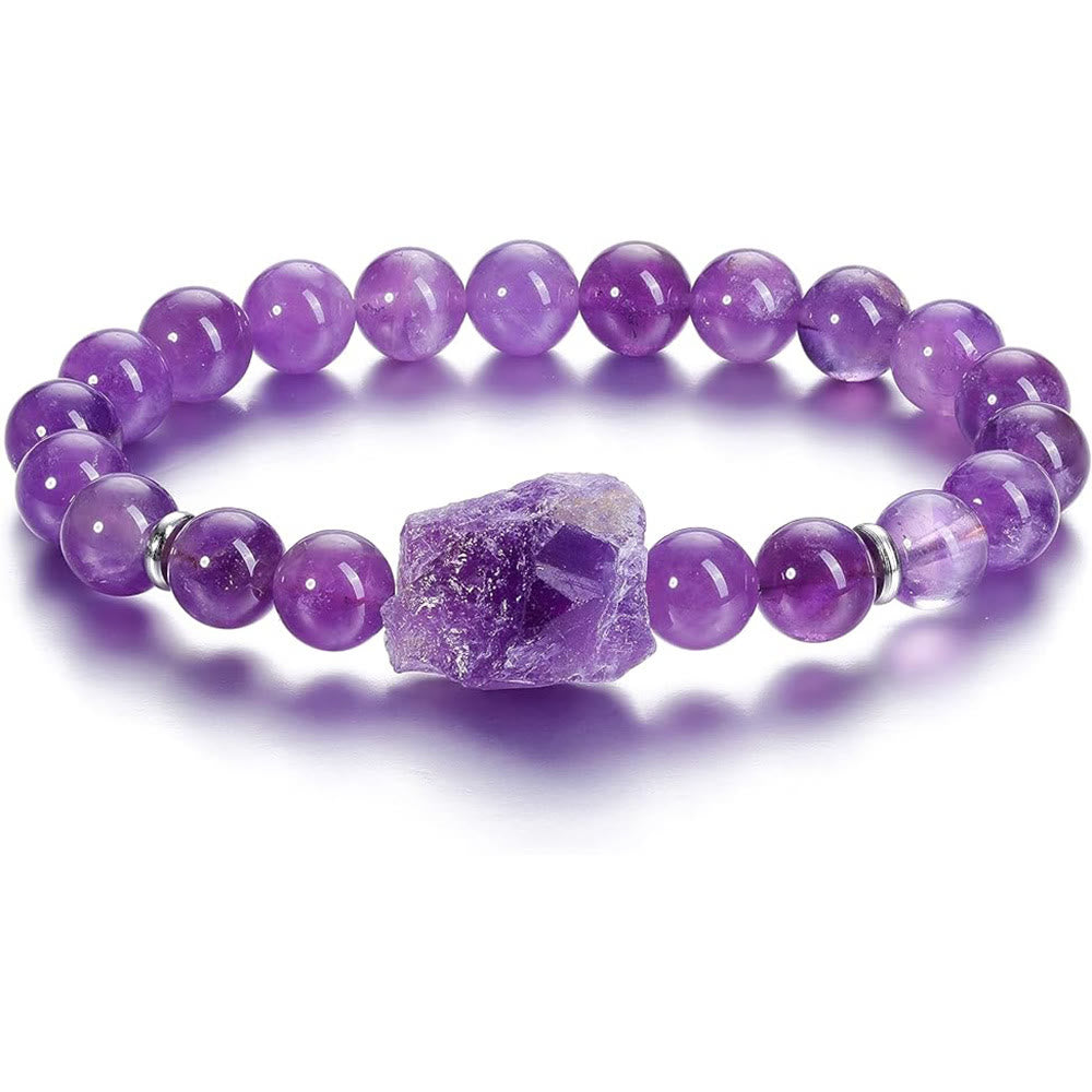 Olivenorma Natural Raw Amethyst 8mm Gem Bracelet