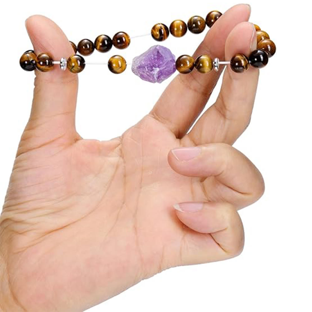 Olivenorma Natural Raw Amethyst 8mm Gem Bracelet