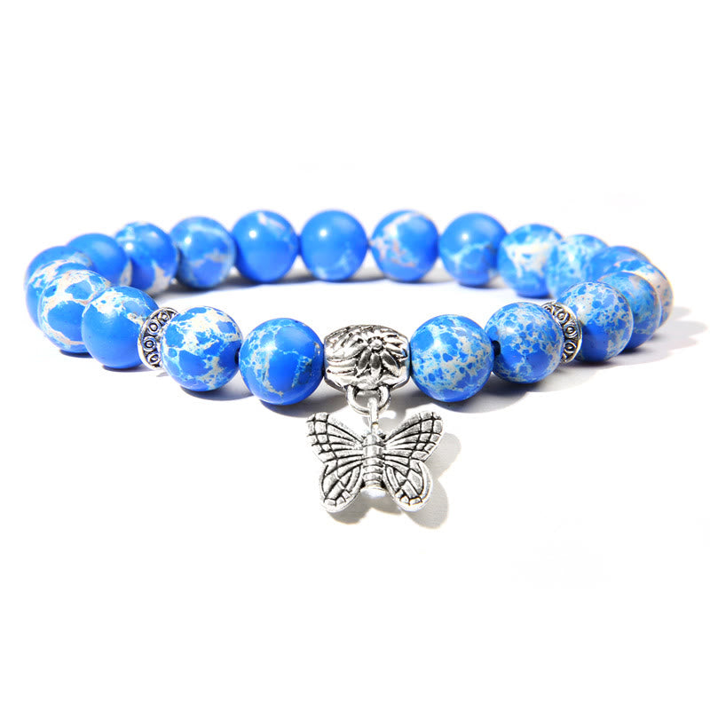 Olivenorma Natural Turquoise Butterfly Charm Gem Bracelet