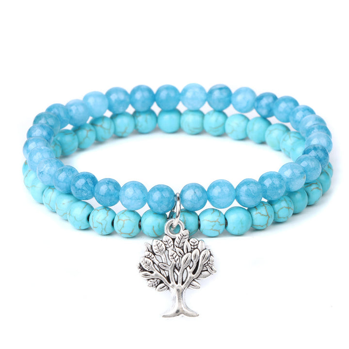 Olivenorma Tree of Life Gemstone Double Layer Bracelet