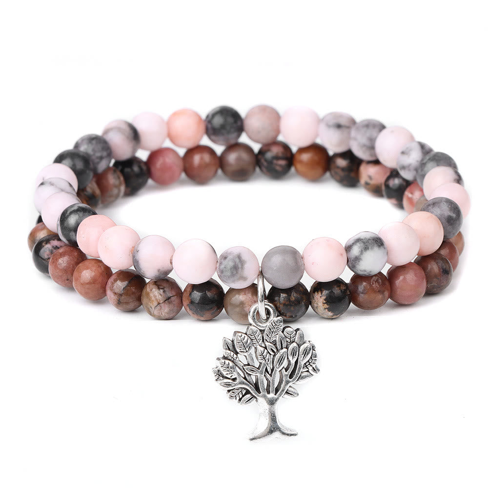 Olivenorma Tree of Life Gemstone Double Layer Bracelet