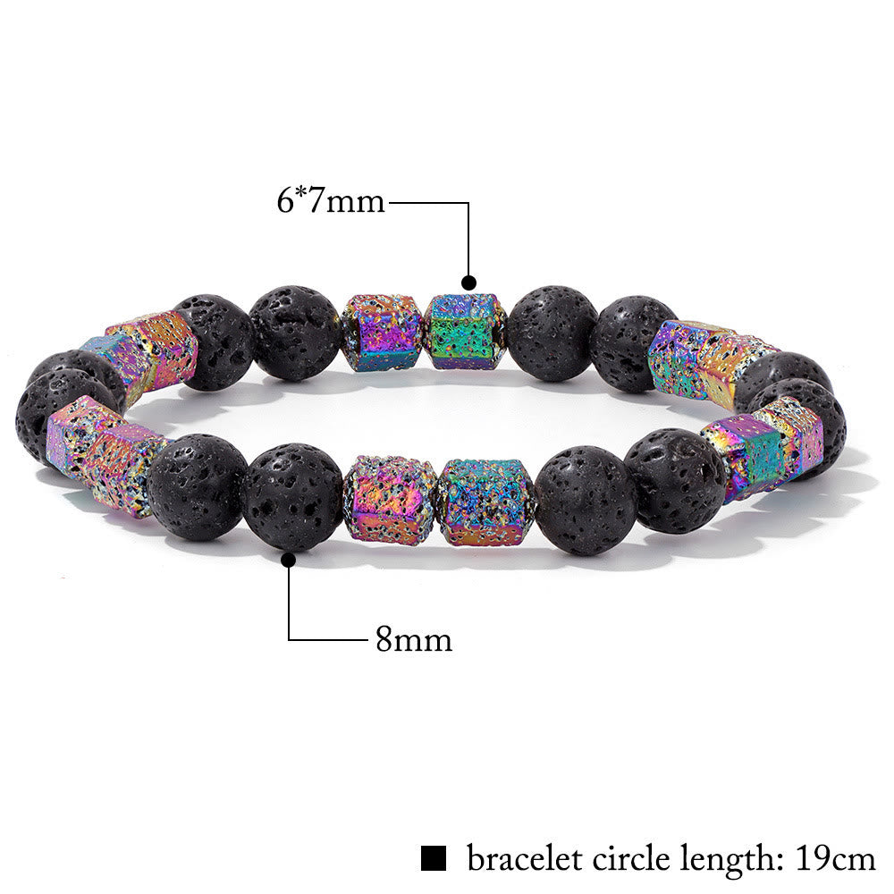 Olivenorma Glitter Geometric Lava Stone Beaded Bracelet