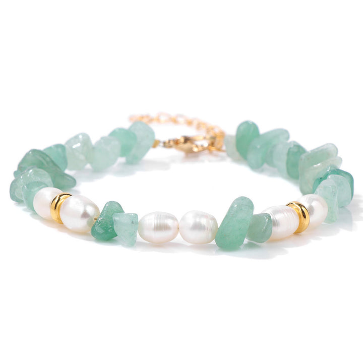 Olivenorma Irregular Gem Gravel Pearl Beaded Bracelet