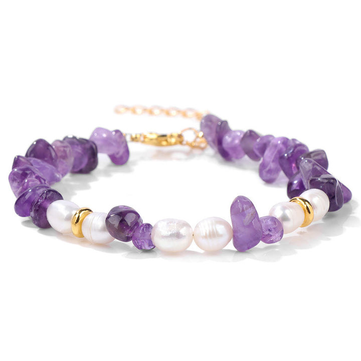 Olivenorma Irregular Gem Gravel Pearl Beaded Bracelet