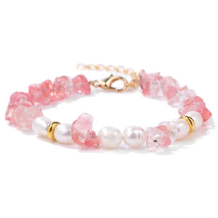 Olivenorma Irregular Gem Gravel Pearl Beaded Bracelet