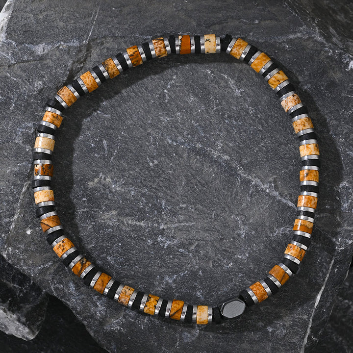 Olivenorma Column Shaped Natural Bronzite Beaded Bracelet