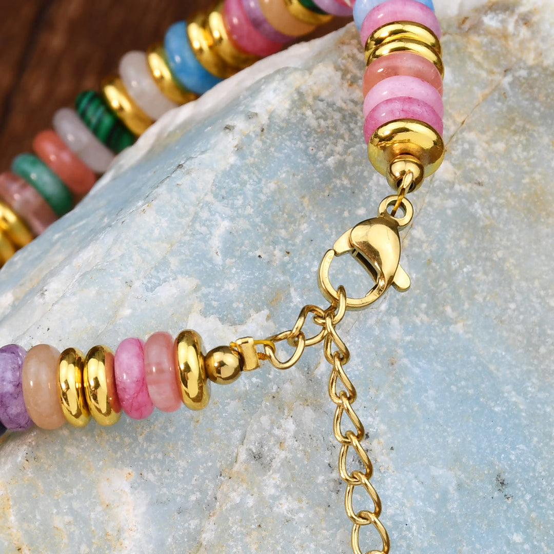 Olivenorma Boho Colorful Natural Agate Beaded Bracelet