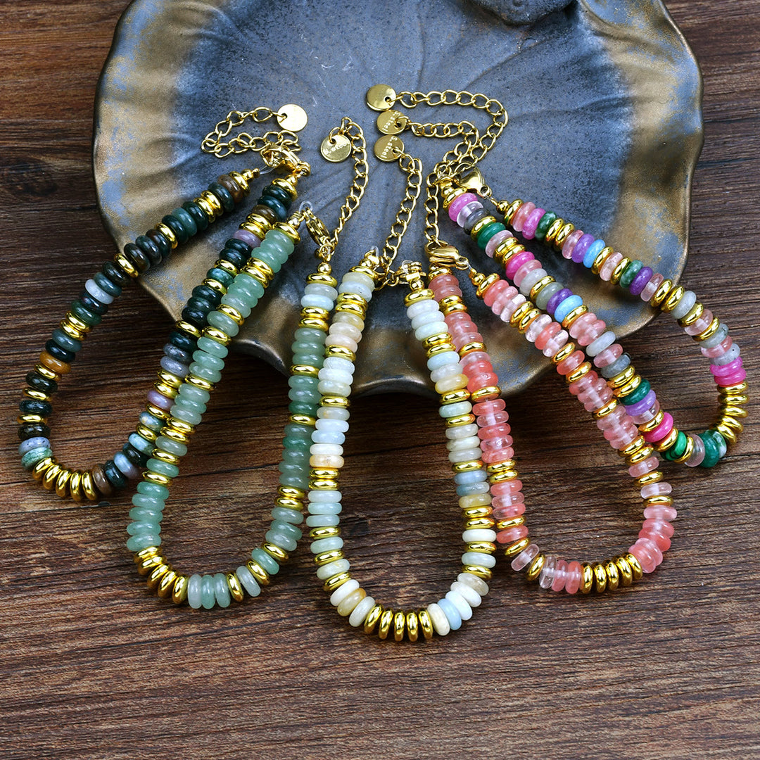 Olivenorma Boho Colorful Natural Agate Beaded Bracelet