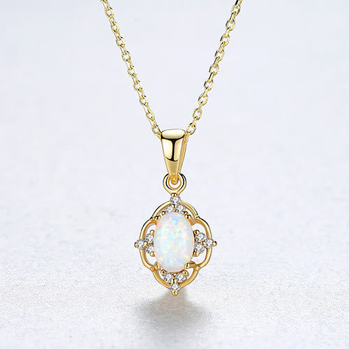 Olivenorma Opal Charm 925 Sterling Silver Necklace