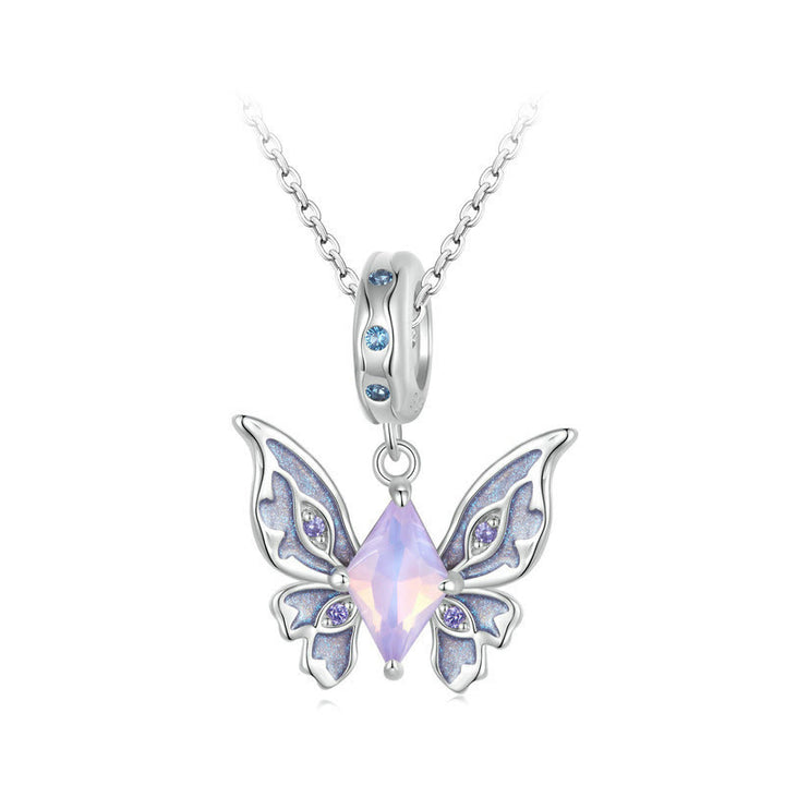 Olivenorma Butterfly Shaped Opal Charm S925 Silver Necklace