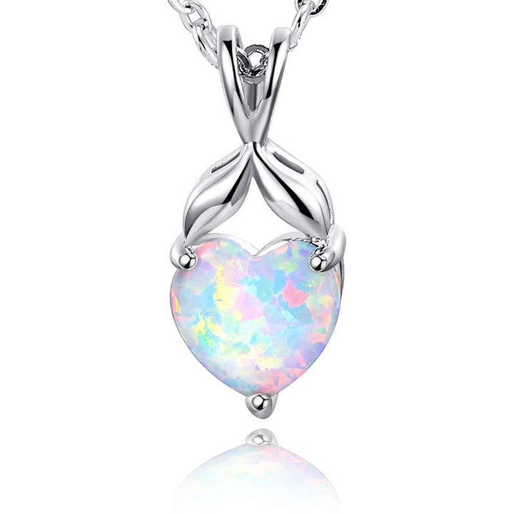 Olivenorma "Eternity Unlimited" Opal Heart Engagement Wedding Ring - Necklace - 45+5cm - image 15
