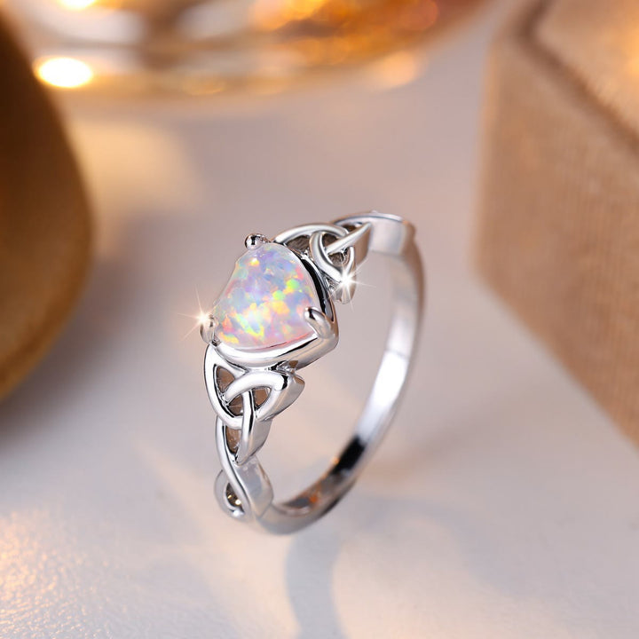 Olivenorma "Eternity Unlimited" Opal Heart Engagement Wedding Ring - Heart & Knot - 10 - image 11