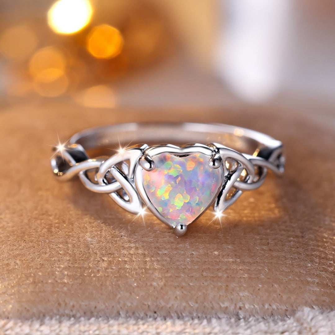 Olivenorma "Eternity Unlimited" Opal Heart Engagement Wedding Ring - image 13