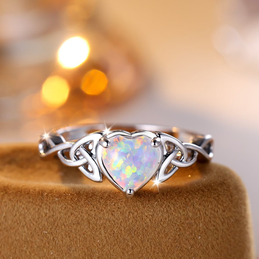 Olivenorma "Eternity Unlimited" Opal Heart Engagement Wedding Ring - image 12