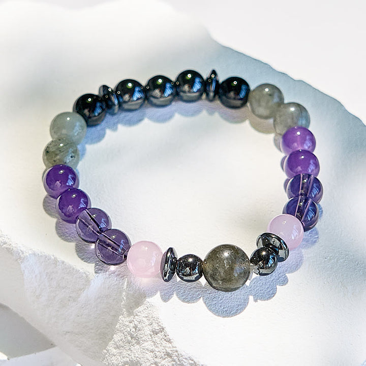 Olivenorma Labradorite Amethyst Rose Quartz Hematite Beaded Bracelet