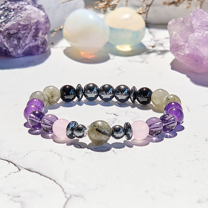 Olivenorma Labradorite Amethyst Rose Quartz Hematite Beaded Bracelet