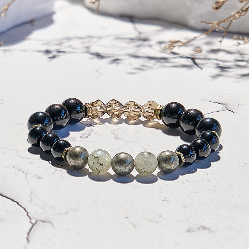 Olivenorma Labradorite Obsidian Smoky Quartz Beaded Bracelet