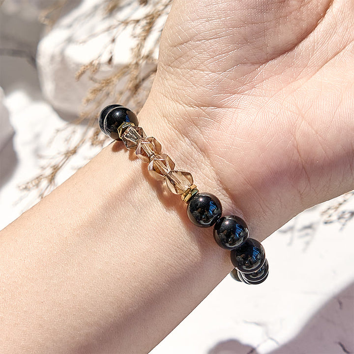 Olivenorma Labradorite Obsidian Smoky Quartz Beaded Bracelet