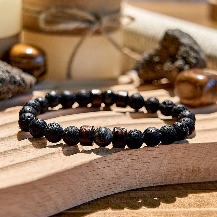 Olivenorma Lava Stone Tiger Eye Beaded Bracelet